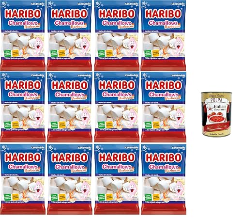 Haribo Chamallows Barbecue, Marshmallow-Bonbons, glutenfrei, ideal für Partys und süße Momente der Entspannung – 12x150 g+ Italian Gourmet polpa 400g von Italian Gourmet E.R.