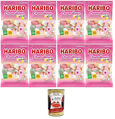 Haribo Chamallows Malvenmischung, Marshmallow-Bonbons, glutenfrei, ideal für Partys und süße Momente der Entspannung – 8x 150 g+ Italian Gourmet polpa 400g von Italian Gourmet E.R.