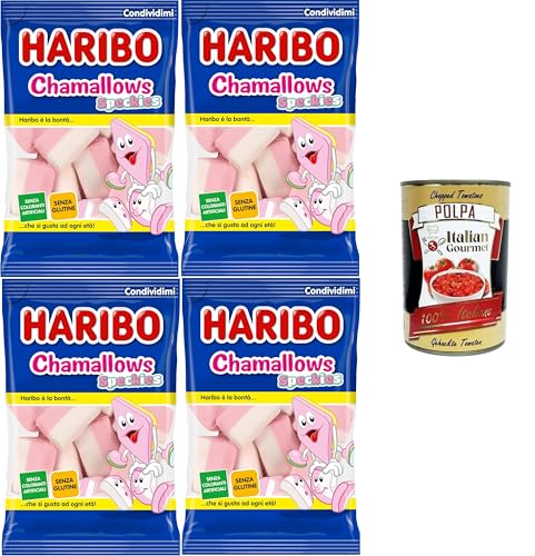 Haribo Chamallows Speckies Marshmallow-Bonbons, glutenfrei, 4x150 g+ Italian Gourmet polpa 400g von Italian Gourmet E.R.