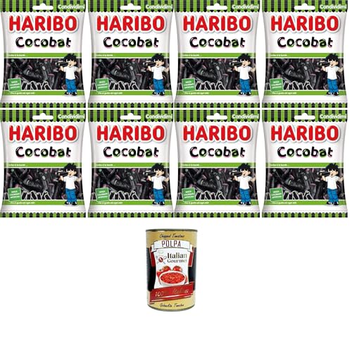 Haribo Cocobat, gefüllte Gummibonbons, Lakritzgeschmack, ideal für Partys und süße Momente der Entspannung – 8x 175 g+ Italian Gourmet polpa 400g von Italian Gourmet E.R.