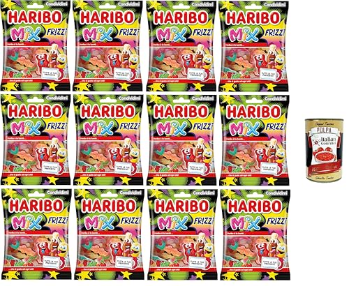 Haribo Frizzi Mix, prickelnde Gummibonbons, Fruchtgeschmack, ideal für Partys und süße Momente der Entspannung – 12x175 g+ Italian Gourmet polpa 400g von Italian Gourmet E.R.