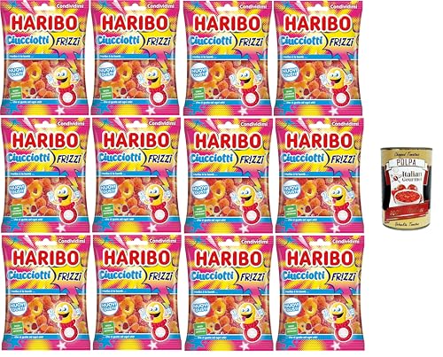 Haribo Frizzi Schnuller, funkelnde Gummibonbons, Fruchtgeschmack, ideal für Partys und süße Momente der Entspannung – 12x175 g+ Italian Gourmet polpa 400g von Italian Gourmet E.R.