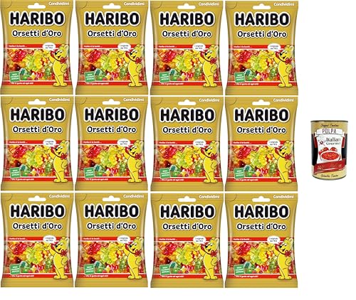 Haribo Goldene Bären, Gummibonbons, Fruchtgeschmack, ideal für Partys und süße Momente der Entspannung – 12x175 g+ Italian Gourmet polpa 400g von Italian Gourmet E.R.