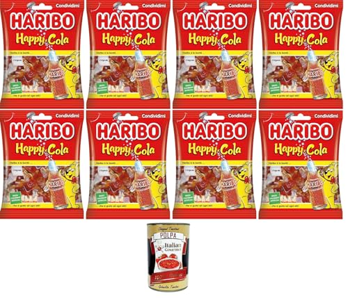 Haribo Happy Cola, Gummibonbons, Cola-Geschmack, ideal für Partys und süße Momente der Entspannung – 8x175 g + Italian Gourmet polpa 400g von Italian Gourmet E.R.