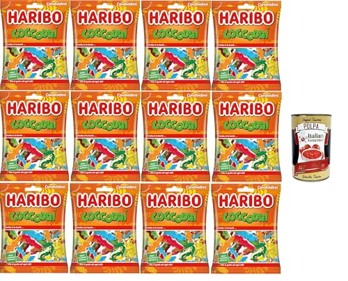 Haribo-Krokodile, Gummibonbons, Fruchtgeschmack, ideal für Partys und süße Momente der Entspannung – 12x175 g+ Italian Gourmet polpa 400g von Italian Gourmet E.R.