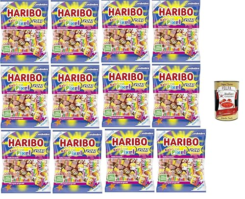 Haribo Rainbow Pixel Sparkling Gummy Bonbons, Fruchtgeschmack, ideal für Partys und süße Momente der Entspannung – 12x160gr + Italian Gourmet polpa 400g von Italian Gourmet E.R.