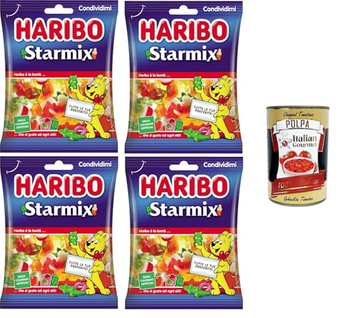 Haribo Starmix, Gummibonbons, Fruchtgeschmack, ideal für Partys und süße Momente der Entspannung – 4x175 g+ Italian Gourmet polpa 400g von Italian Gourmet E.R.