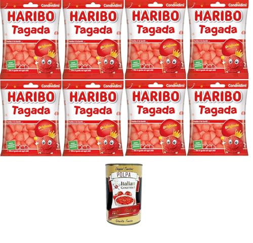 Haribo Tagada, Gummibonbons, Fruchtgeschmack, ideal für Partys und süße Momente der Entspannung – 8x175 g+ Italian Gourmet polpa 400g von Italian Gourmet E.R.