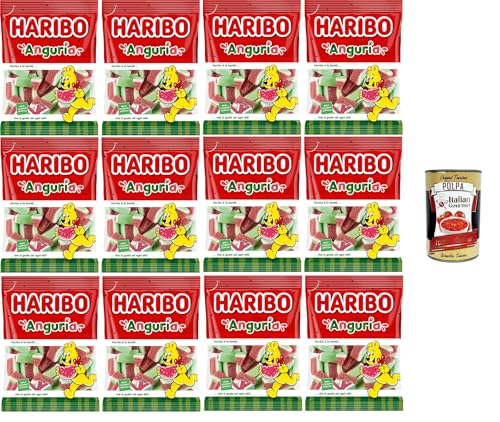 Haribo Wassermelone, Gummibonbons, Fruchtgeschmack, ideal für Partys und süße Momente der Entspannung – 12x175 g+ Italian Gourmet polpa 400g von Italian Gourmet E.R.