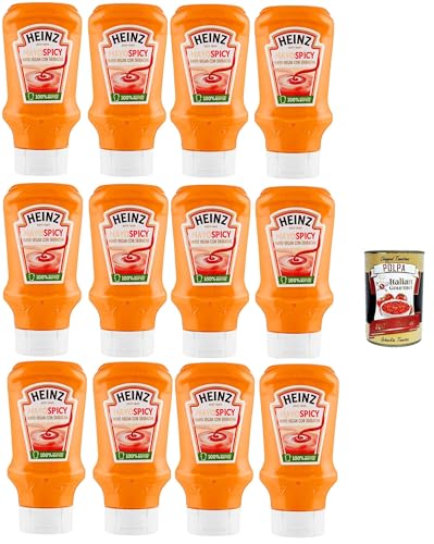 Heinz, Mayo vegan con sriracha, Vegane Salat Mayo mit Sriracha, Spicy Mayonnaise Gewürze sauce Condiments squeeze 12x 400ml + Italian Gourmet polpa 400g von Italian Gourmet E.R.