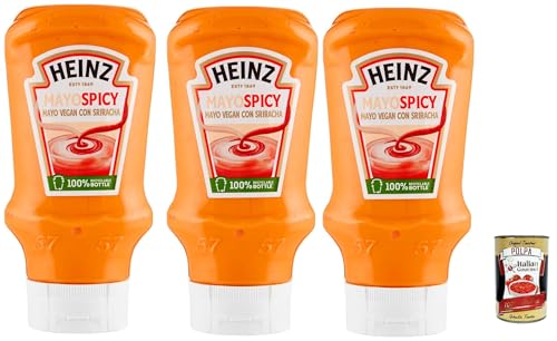 Heinz, Mayo vegan con sriracha, Vegane Salat Mayo mit Sriracha, Spicy Mayonnaise Gewürze sauce Condiments squeeze 3x 400ml + Italian Gourmet polpa 400g von Italian Gourmet E.R.