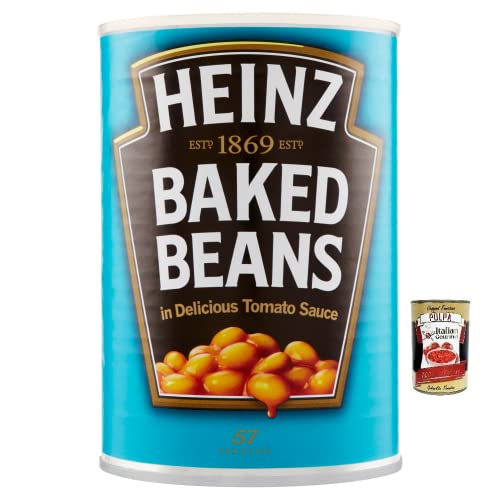 Heinz Baked Beans Weiße Bohnen in Tomatensauce,reich an Ballaststoffen, reich an Eiweiß und wenig Fett,415g Dose + Italian Gourmet Polpa di Pomodoro 400g Dose von Italian Gourmet E.R.