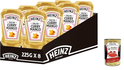 Heinz Salsa Curry Mango Top Down, Ideal zu Hühnchen und Lachs, Squeezeflasche, Sauce Flasche 8x 225g + Italian Gourmet polpa 400g von Italian Gourmet E.R.