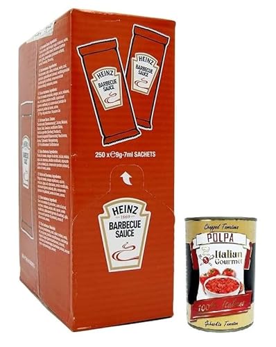 Heinz Smokey & Sweet Barbecue BBQ Sauce Sachet,Jede Packung enthält 250 Einzeldosisbeutel à 7ml + Italian Gourmet Polpa di Pomodoro 400g Dose von Italian Gourmet E.R.