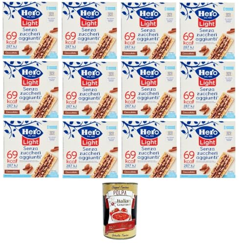 Hero Light Barrette al Cioccolato Senza zuccheri aggiunti Schokoriegel ohne Zuckerzusatz 12x 120gr + Italian Gourmet polpa 400g von Italian Gourmet E.R.