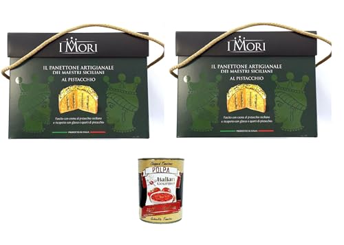 I Mori Panettone Artigianale dei maestri siciliani al Pistacchio Handwerklicher Panettone von sizilianischen Meistern mit Pistazien 2 x 900gr von Italian Gourmet E.R.