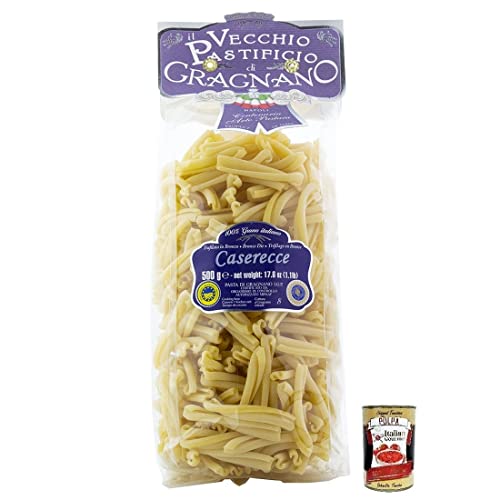 Il Vecchio Pastificio di Gragnano Pasta Caserecce,Gragnano IGP-Nudeln aus Hartweizengrieß von höchster Qualität 500g + Italian Gourmet Polpa di Pomodoro 400g Dose von Italian Gourmet E.R.