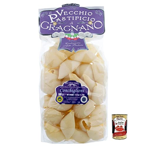 Il Vecchio Pastificio di Gragnano Pasta Conchiglioni,Gragnano IGP-Nudeln aus Hartweizengrieß von höchster Qualität 500g + Italian Gourmet Polpa di Pomodoro 400g Dose von Italian Gourmet E.R.