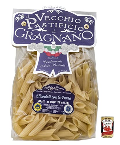 Il Vecchio Pastificio di Gragnano Pasta Elicoidali con la Punta,Gragnano IGP-Italienische Nudeln aus Hartweizengrieß von höchster Qualität 500g + Italian Gourmet Polpa di Pomodoro 400g Dose von Italian Gourmet E.R.