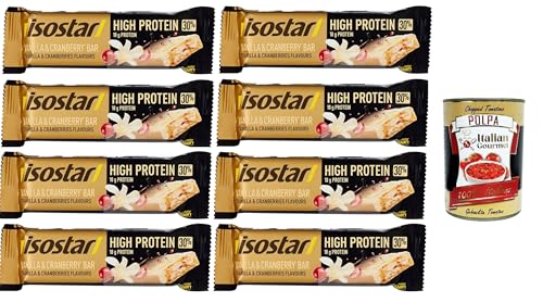 Isostad Barretta Hig Protein 30% Vaniglia Mirtilli Rossi Riegel mit hohem Proteingehalt, 30 % Vanille-Cranberries 8x 55gr + Italian Gourmet polpa 400g von Italian Gourmet E.R.