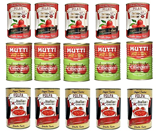 Italian Gourmet Mutti Paket - Pomodorini Ciliegini / Kirschtomaten (5 x 400g) + Pomodori Pelati / Schältomaten (5 x 400g) + Polpa/Feinstes Tomatenfleisch (5 x 400g) von Italian Gourmet E.R.