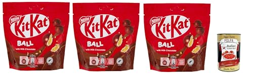 KITKAT Balls Palline di cereale ricoperte di cioccolato al latte, sacchetto, Getreidekugeln mit Milchschokolade, Tasche bedeckt 3x 140g + Italian Gourmet polpa 400g von Italian Gourmet E.R.