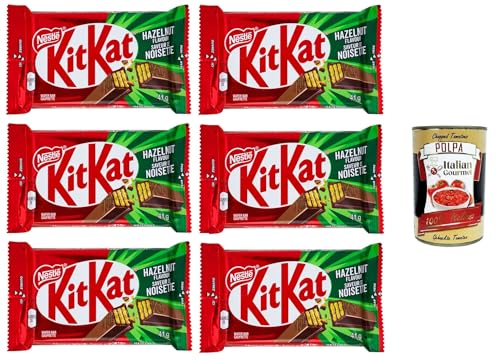 KITKAT Hazelnut Wafer ricoperto di Cioccolato al Latte al gusto Nocciola Haselnusswaffel, überzogen mit Milchschokolade mit Haselnussgeschmack, 6 x 41,5 g + Italian Gourmet polpa 400g von Italian Gourmet E.R.