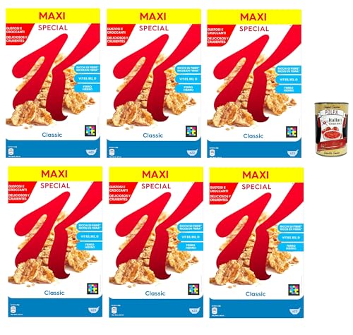 Kellogg’s Special K Classic, Getreide-Flakes mit Vollkornweizen ballaststoffreiche Frühstückscerealien natürlicher Genuss ohne künstliche Farb und Aromastoffe 6x 700g + Italian Gourmet polpa 400g von Italian Gourmet E.R.