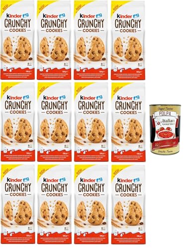 Kinder Crunchy Cookies, Knusprige Kekse mit Milch und Kakaonuggets 12x 136g + Italian Gourmet polpa 400g von Italian Gourmet E.R.