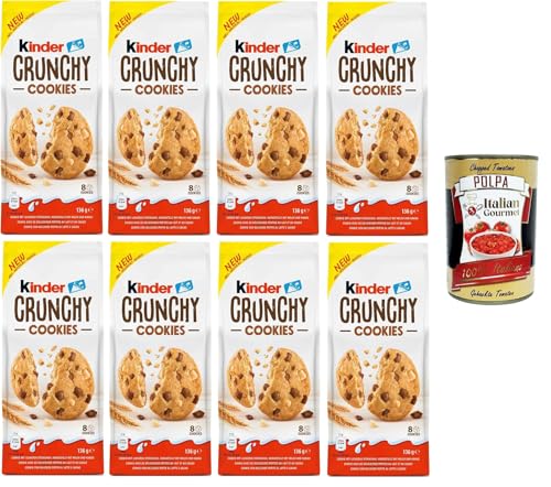 Kinder Crunchy Cookies, Knusprige Kekse mit Milch und Kakaonuggets 8x 136g + Italian Gourmet polpa 400g von Italian Gourmet E.R.