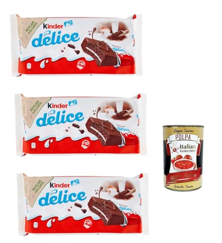 Kinder Delice CACAO Milchschnitte 30er Pack(30 x 39 g) Kuchen Snack Pausensnack + Italian Gourmet polpa 400g von Italian Gourmet E.R.