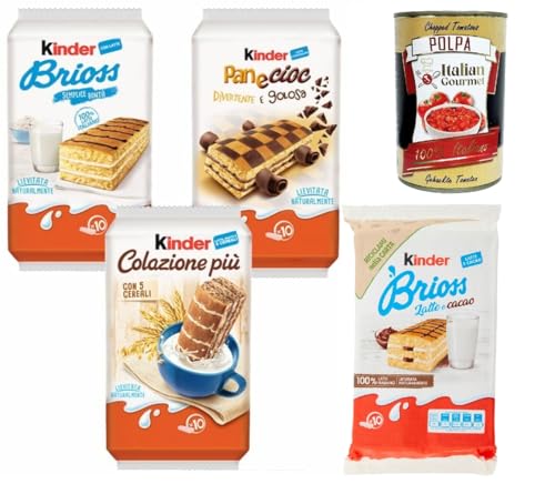 Kinder Ferrero Start pack - Brioss, paneciok, latte e cacao, colazione piu', Kuchen mit Milch und Kakao 4 Stück Kekse Riegel + Italian Gourmet polpa 400g von Italian Gourmet E.R.