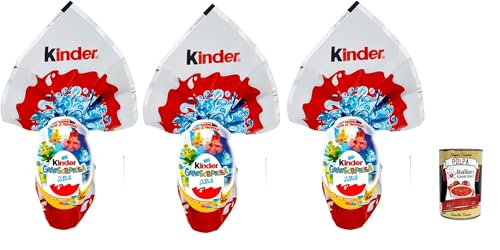 Kinder Gransorpresa, Uovo dI Pasqua al cioccolato al latte, Ei mit Überraschung, Milchschokolade, Osterei 3x 41g + Italian Gourmet polpa 400g von Italian Gourmet E.R.