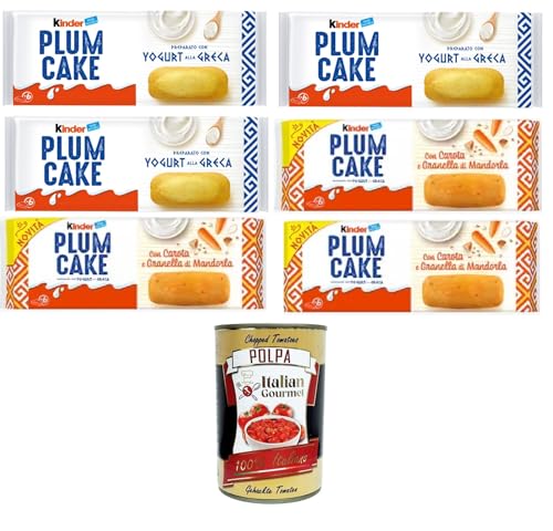 Kinder Testpaket Plumcake con Carota e Granella di Mandorla, Alla Greca, Pflaumenkuchen mit Karotten- und Mandelbröseln, griechische Art, 6x192gr +Italian Gourmet Polpa di Pomodoro von Italian Gourmet E.R.