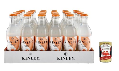 Kinley Ginger Beer, 24x 200 ml Glasflaschen, Ingwerbier ausgezeichnet für Mixologie, für erfrischende Getränke, recycelbare Glasflasche, nicht -alkoholisches Getränk + Italian Gourmet polpa 400g von Italian Gourmet E.R.