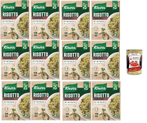 Knorr Artischockenrisotto,fertiges Risotto mit natürlichen Zutaten,100% italienischem Reis und al dente Chicci, zubereitet in der Pfanne oder in der Mikrowelle 12x175 g+ Italian Gourmet Polpa 400g von Italian Gourmet E.R.