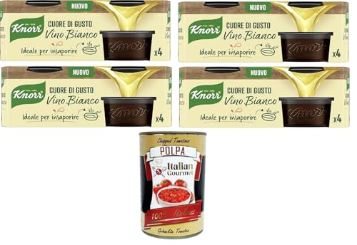 Knorr Cuore di Gusto Weißwein, fertig zum Schmelzen in der Pfanne, vegan, glutenfrei, 4 Schalen mit 26 g 4 x 104 g+Italian Gourmet polpa 400g von Italian Gourmet E.R.