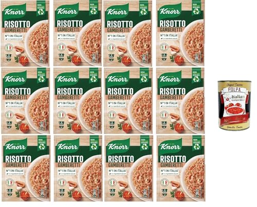 Knorr Garnelenrisotto, fertiges Risotto mit natürlichen Zutaten, 100% italienischem Reis und al dente Chicci, zubereitet im Topf oder in der Mikrowelle, 12x175 g+ Italian Gourmet polpa 400g von Italian Gourmet E.R.