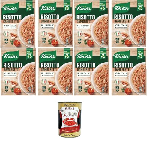 Knorr Garnelenrisotto, fertiges Risotto mit natürlichen Zutaten, 100% italienischem Reis und al dente Chicci, zubereitet im Topf oder in der Mikrowelle, 8x175 g+ Italian Gourmet polpa 400g von Italian Gourmet E.R.