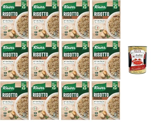 Knorr Risotto Ai Funghi Porcini,fertiges Risotto mit natürlichen Zutaten,100% italienischem Reis und Chicci al Dente, zubereitet in der Pfanne oder in der Mikrowelle,12x175g+Italian Gourmet polpa 400g von Italian Gourmet E.R.