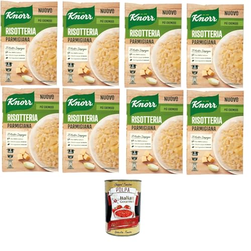 Knorr Risotto Alla Parmigiana,fertiges Risotto mit natürlichen Zutaten,100% italienischem Reis und Chicci al Dente, zubereitet in der Pfanne oder in der Mikrowelle, 8x175 g+Italian Gourmet polpa 400g von Italian Gourmet E.R.