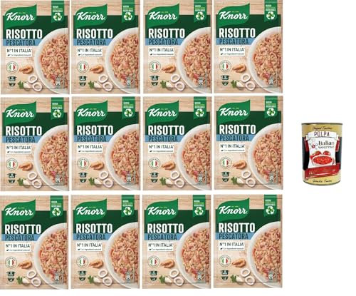 Knorr Risotto Alla Pescatora,fertiges Risotto mit natürlichen Zutaten,100% italienischem Reis und Chicci al Dente, zubereitet in der Pfanne oder in der Mikrowelle, 12x175 g+Italian Gourmet polpa 400g von Italian Gourmet E.R.