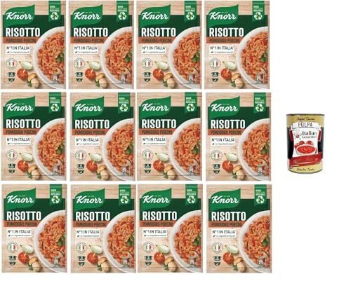 Knorr Risotto Pomodoro e Porcini, fertiges Risotto mit natürlichen Zutaten,100% italienischem Reis und Chicci al Dente,zubereitet in der Pfanne,12x175 g+Italian Gourmet polpa 400g von Italian Gourmet E.R.