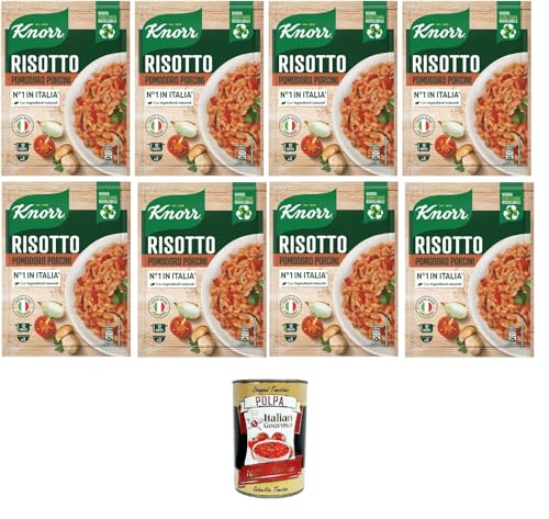 Knorr Risotto Pomodoro e Porcini, fertiges Risotto mit natürlichen Zutaten,100% italienischem Reis und Chicci al Dente,zubereitet in der Pfanne,8x175 g+Italian Gourmet polpa 400g von Italian Gourmet E.R.