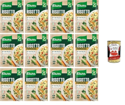 Knorr Risotto Primavera, Fertigrisotto mit natürlichen Zutaten, 100% italienischem Reis und Al Dente Chicci, zubereitet im Topf oder in der Mikrowelle, 12x175 g+ Italian Gourmet polpa 400g von Italian Gourmet E.R.