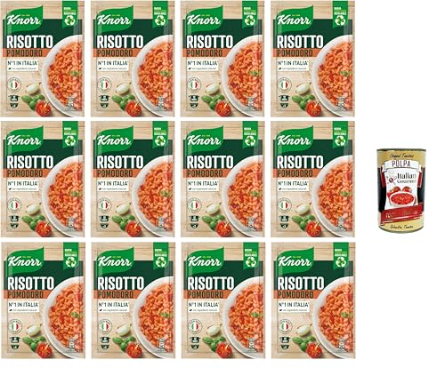 Knorr Risotto mit Kürbis, Fertigrisotto mit natürlichen Zutaten, 100% italienischem Reis und Chicci al Dente, zubereitet im Topf oder in der Mikrowelle, 12x175 g+ Italian Gourmet polpa 400g von Italian Gourmet E.R.