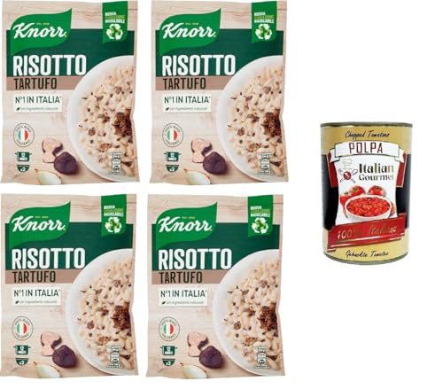 Knorr Risotto mit Trüffel, Fertigrisotto mit natürlichen Zutaten, 100% italienischem Reis und Chicci al Dente, zubereitet im Topf oder in der Mikrowelle, 4x175 g+ Italian Gourmet polpa 400g von Italian Gourmet E.R.