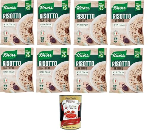 Knorr Risotto mit Trüffel, Fertigrisotto mit natürlichen Zutaten, 100% italienischem Reis und Chicci al Dente, zubereitet im Topf oder in der Mikrowelle, 8x175 g+ Italian Gourmet polpa 400g von Italian Gourmet E.R.