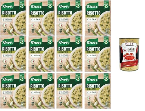 Knorr Spargelrisotto, Fertigrisotto mit natürlichen Zutaten, 100% italienischem Reis und al dente Chicci, zubereitet in der Pfanne oder in der Mikrowelle,12x175gr + Italian Gourmet polpa 400g von Italian Gourmet E.R.