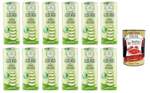 L'Angelica health drink aloe vera gusto original zero calorie detox Gesundheitsgetränk Aloe Vera Originalgeschmack Null Kalorien Detox 12x240 ml+ Italian Gourmet polpa 400g von Italian Gourmet E.R.